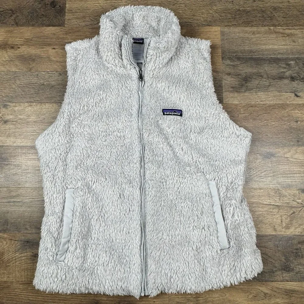 Patagonia Los Gatos Vest Womens L Gray Sherpa Zip Up Fuzzy Teddy Shaggy - Picture 2 of 6